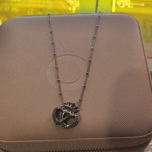 Elegant Silver Heart Pendant Necklace By Pandora Authentic
